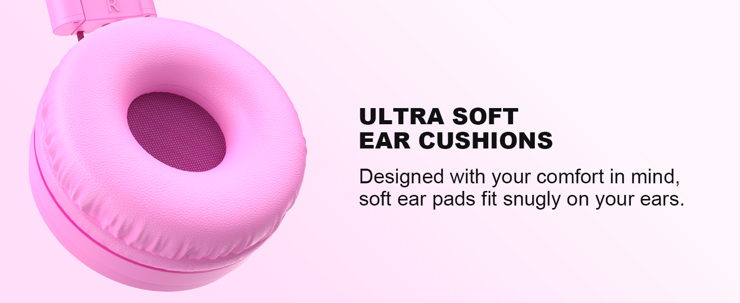 soft kid headphones pink