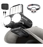 Hopedone LED Hard Hat Light, 800Lumens Rechargeable Dimmable Clip on Cap Lights, 180°Adjustable H...