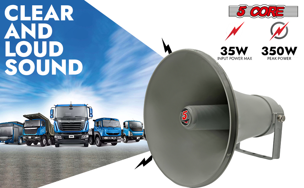 5 Core PA Speaker 12 Inch 350W Peak Bull Horn Loud Audio Indoor Outdoor Speakers