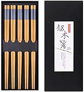 GLAMFIELDS Reusable Chopsticks Japanese Natural Bamboo Classic Style 5 Pairs Lightweight Safe Cho...
