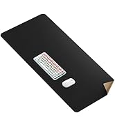 Vyaaa Cork &amp; Leather Desk Mat, 39.4"x15.7" Dual Sided Leather Desk Pad, Waterproof Extra Large De...