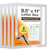VAIIGO 5Packs Magnetic Frames for Refrigerator - 8.5x11 Magnetic Sign Holder with Metal Surface -...