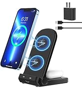 Wireless Charger for iPhone/Samsung/AirPods, 2-in-1 iPhone Charger Fast Charging, Wireless Chargi...