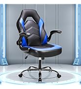 OLIXIS Computer Gaming Chair - PU Leather Ergonomic Lumbar Support with Flip-up Armrest and 360° ...