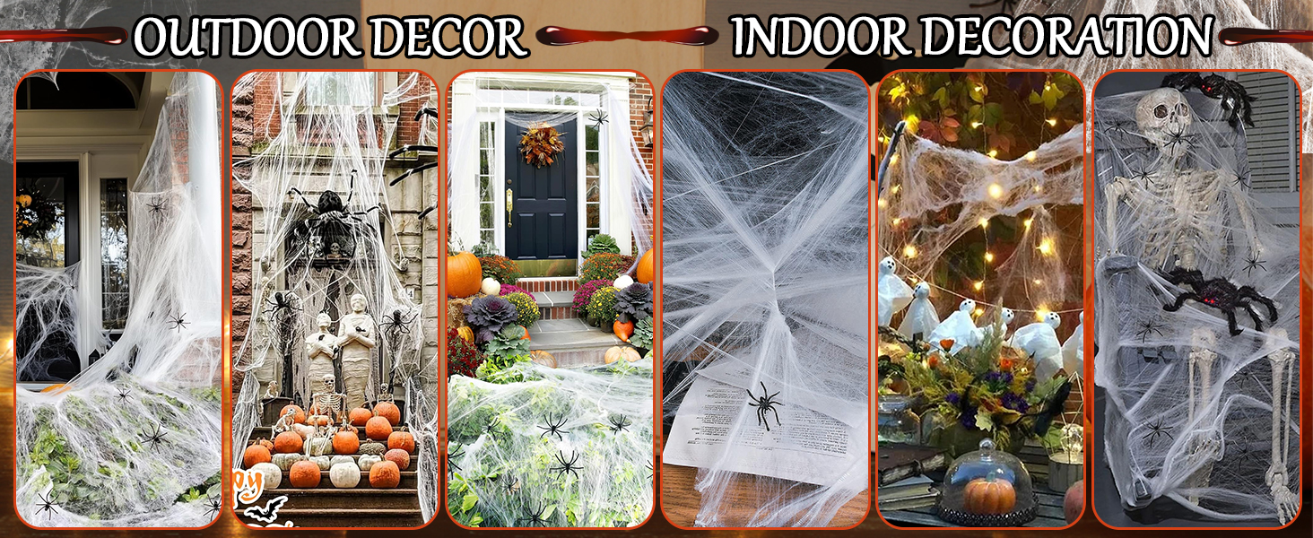 Halloween Spider Webs Fake Bats Fake Spiders