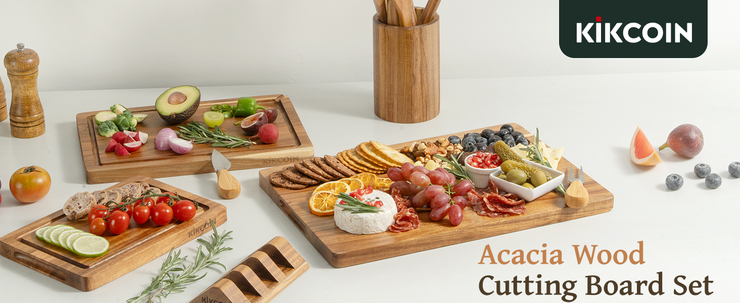 Acacia wood cutting board set