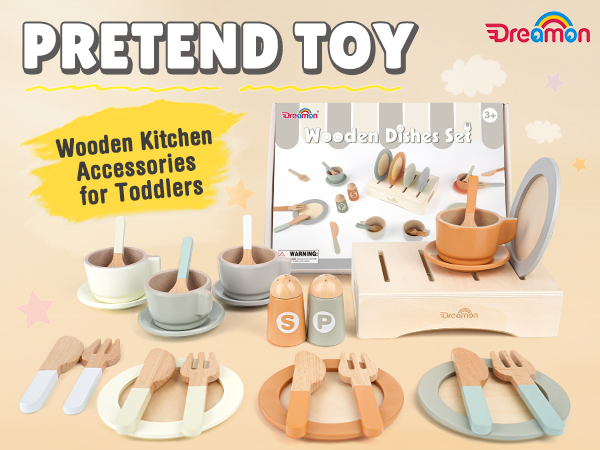 Wooden Play Dishes and Plates