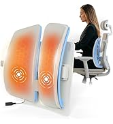Beleduc Heated Lumbar Support Pillow for Office Chair, Back Support Pillow with Vibration, Back M...