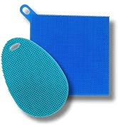 Silicone Dish Sponge Dish Scrubber [Oval+Square] – Dual-Sided, Food Grade Silicone Sponges for Di...