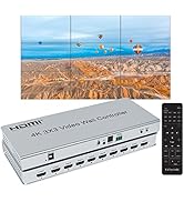 4K 3x3 Video Wall Controller, 9 Channel HDMI 1.4 Splitter, with Out Audio, Remote Control &amp; RS232...