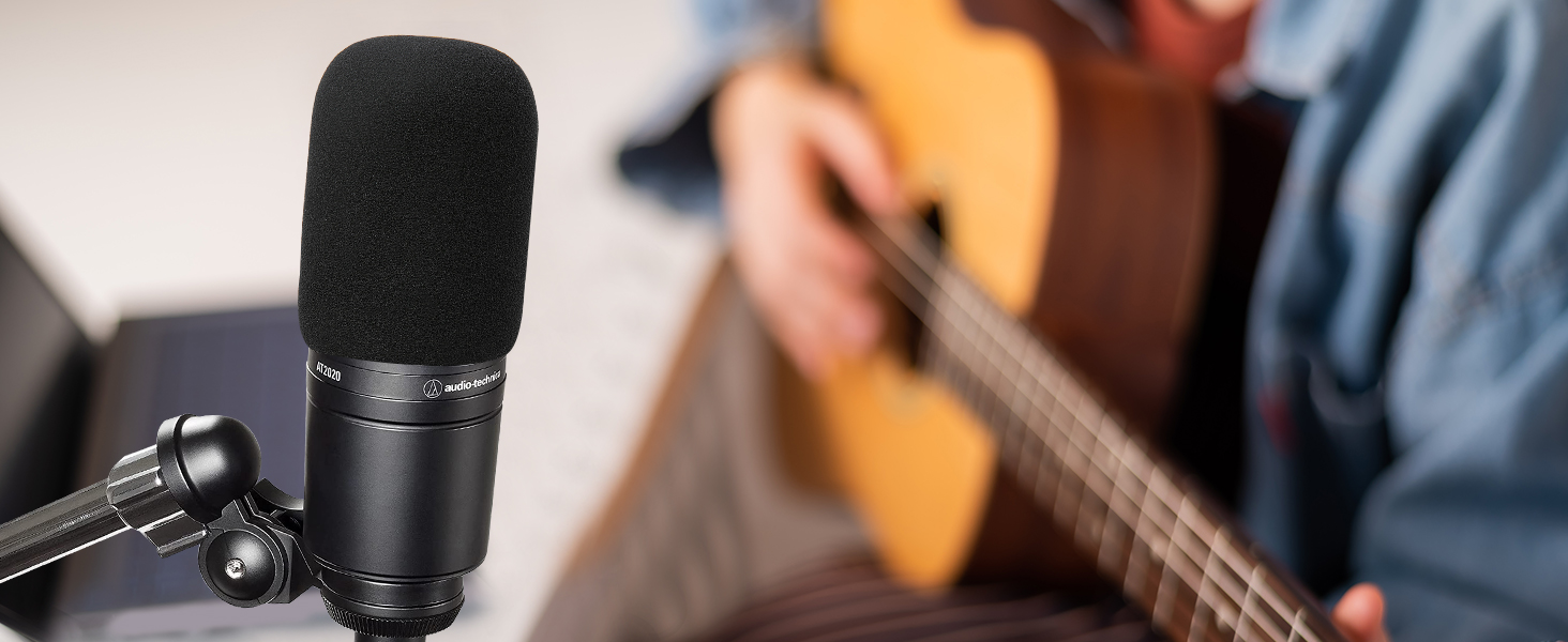 Audiotechnica AT2020 Foam Mic Windscreen - 2 Pack Large Size Microphone Cover Pop Filter