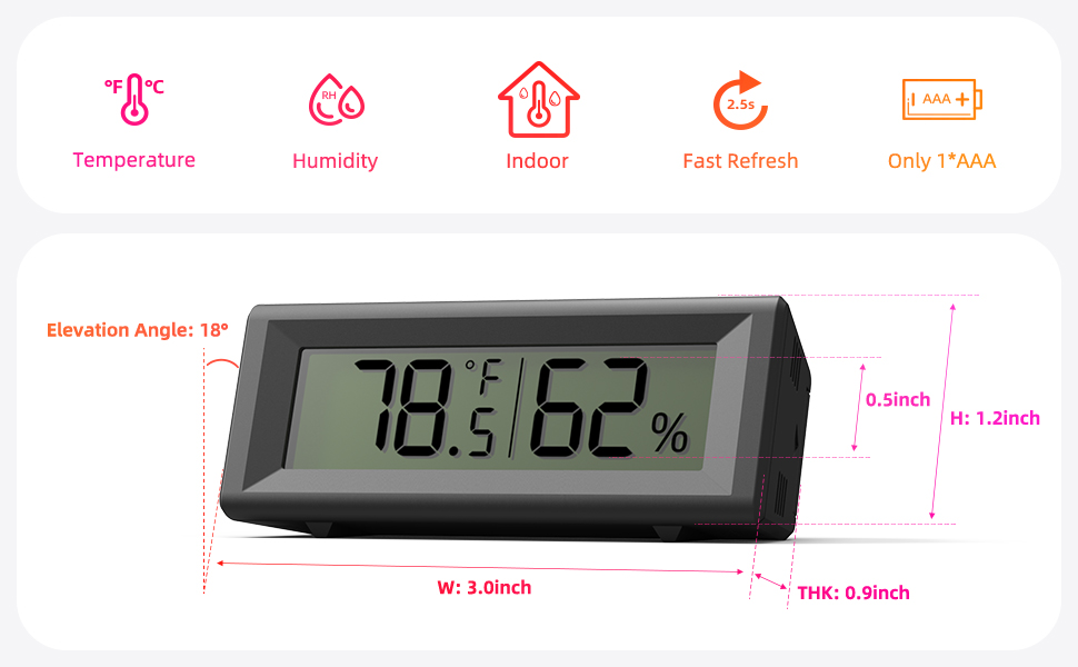 Indoor Temperature and Humidity Monitor – 2 Pack