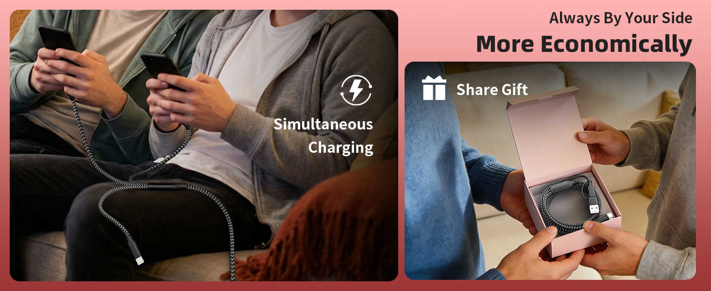 DUAL TYPE-C PORT 4 IN 1 CHARGING CABLES