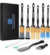 10PCS Car Detailing Brush Set,Boars Hair Car Cleaning Detail Brush kit,Ultra Soft No Scratch Car ...