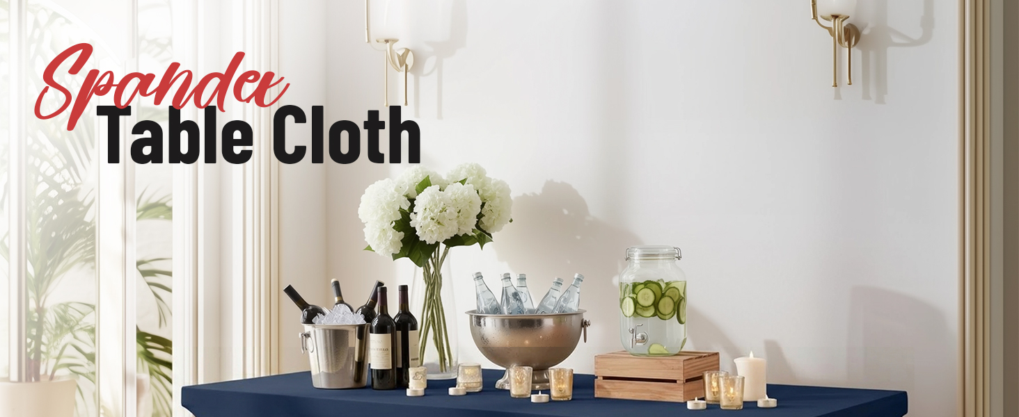 table cloth, navy table cloth 8 foot, utopia kitchen spandex tablecloth 2 pack