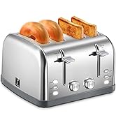 Toaster 4 Slice, Extra Wide Slots, Stainless Steel with High Lift Lever, Bagel and Muffin Functio...