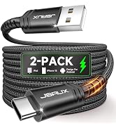 JSAUX USB C Cable [2-Pack 10ft], USB A to USB Cord 3.1A Fast Charging Compatible with iPhone 16/1...
