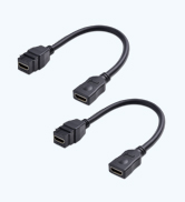 2-Pack HDMI Keystone Jack Pigtail Cable in Black - 8 Inches