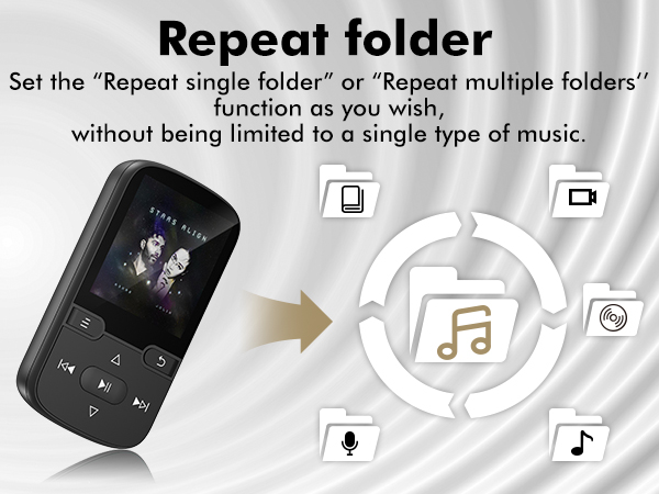 64GB MP3 Player with Bluetooth 5.3 and Clip, Portable HiFi Sports Music Player for Kids (28g)