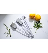Pegasus Supply Co Heat Resistant Kitchen Tongs, BPA-Free Silicone Basting Brush Set, Gray, Clear ...