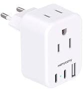 European Travel Plug Adapter USB C, HANYCONY International Plug Adapter, US to Europe Adapter Plu...