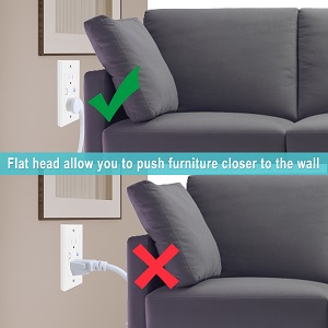 6inch Mini White Low Profile Flat Head Small Appliance Power Supply AC Cord