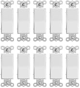 [10 Pack] HANIVERSE Single Pole Decorator Light Switch, 15A 120/277V, Paddle Rocker, On/Off Wall ...