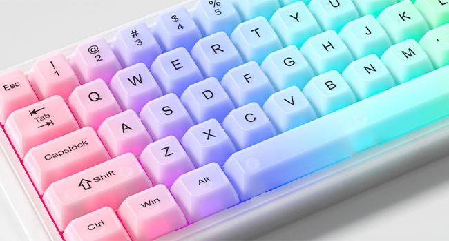 Keyboard Keycaps Clear, White Keycaps 60 65 75 100 Percent, Transparent Jelly Cute Custom Key Cap