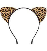 Tedercle Leopard Ear Headband, Animal Cat Ears Costume Hairband Cosplay Accessories for Halloween...