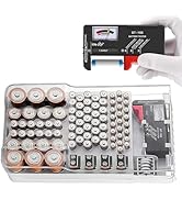 YIHAOSSING Battery Organizer Storage Case with Tester,Clear Lid Battery Storage Organizer,Holds 9...
