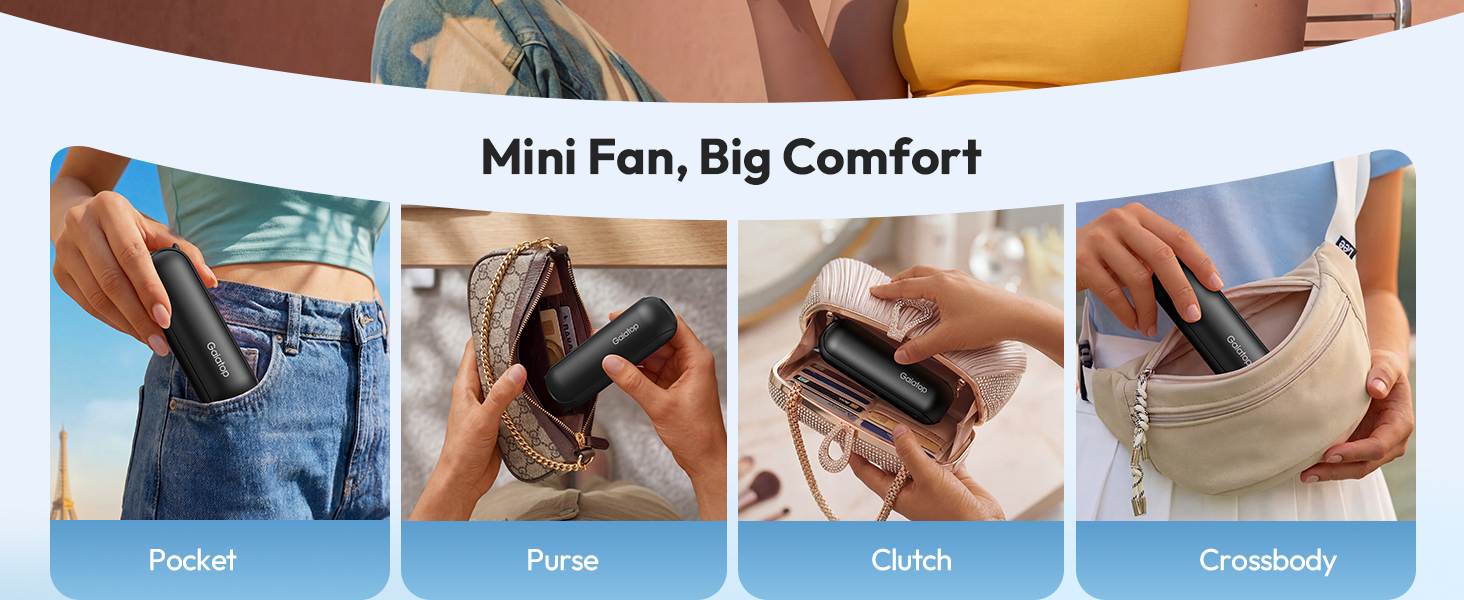 mini fan handheld beach essential for women mini personal fan travel fan for purse crossbody vanity