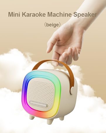 Mini Karaoke Machine Speaker for Kids Adults, Portable Bluetooth with 1 or 2 Wireless Microphones
