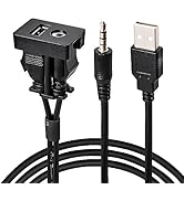 Anina USB AUX Flush Mount for Toyota, 1M Male to Female Car Dash 3.5mm AUX Extension Cable, Squar...