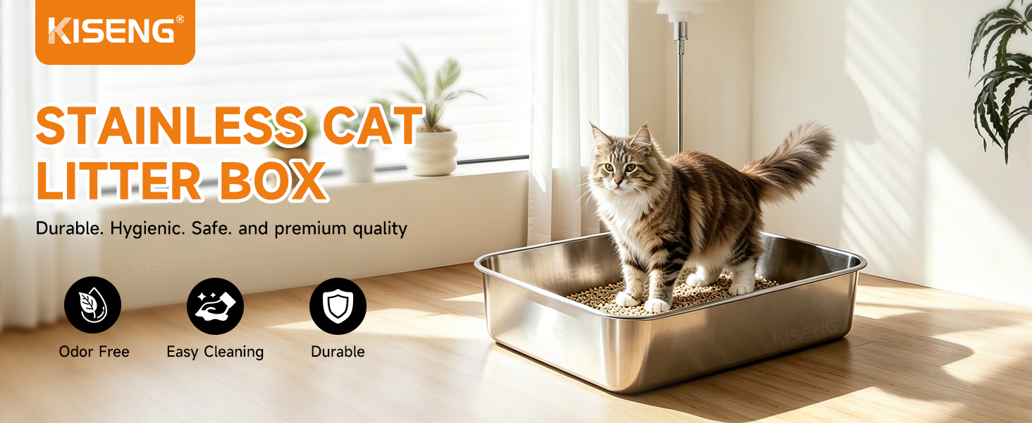 KISENG Stainless Cat Litter Box