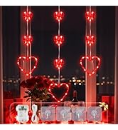 YOUNGAR Valentine's Day Heart Window Lights, 5FT 65LED Battery/USB Powered with Timer, Waterproof...