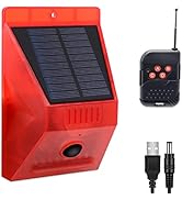 Solar Strobe Light with Remote Controller, Solar Alarm Light with Motion Detector Solar Alarm Lig...