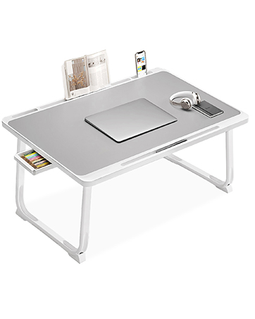 Foldable Lap Tablet Table with Storage Drawer and Bookstand