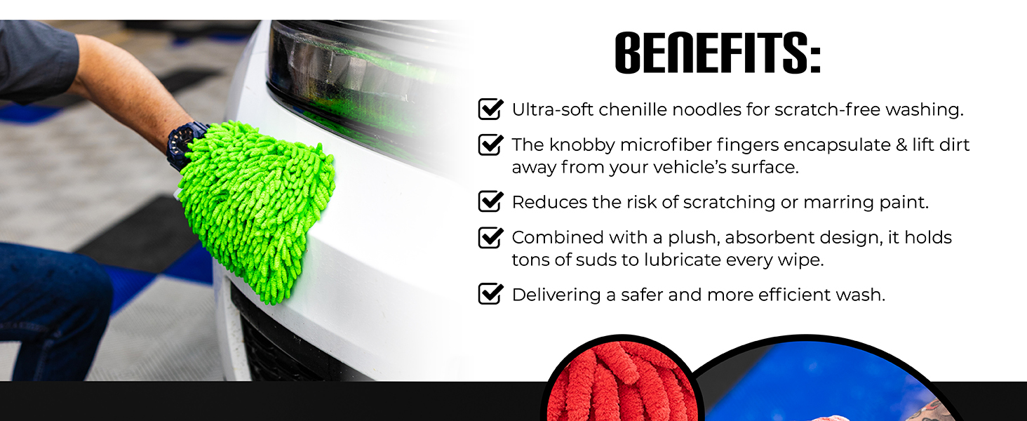 chenille knobby wash mitts for car washing