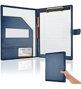 Professional Padfolio with Clipboard, Faux Leather Portfolio Folder Binder, Legal Pad Holder for ...