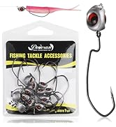 Dovesun Swimbait Jig Head 12PCS Ned Rig Jig Heads Weedless Jig Heads with 3/0 Texas Rig Hooks for...