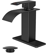 FORIOUS Matte Black Waterfall Bathroom Faucets 1 or 3 Hole, Vanity Single Bathroom Sink Faucet wi...