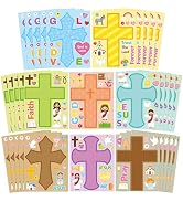CY2SIDE Religious Cross Stickers Sheet - 40PCS Christian Religious Cross Make a Face Sticker Shee...