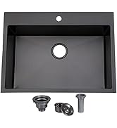 SHACO 28 Inch Black Drop In Kitchen Sink, Gunmetal Black Stainless Steel Top Mount RV Laundry Uti...
