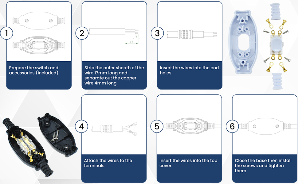 Outdoor Dustproof Rocker Switch for Appliance or Bedroom Table Lamp Desk LED Light, White