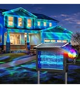 Solar Bug Zapper Outdoor with Projector Lights, Waterproof Mosquito Zapper, 4500V Electric Bug Za...
