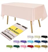 Hereisa Premium Plastic Tablecloth 54in. x 108in. Rectangle Table Cover - Blush Light Pink