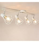 HiBay 4-Light Track Lighting, White Farmhouse Ceiling Light Fixtures, Modern Adjustable Spotlight...