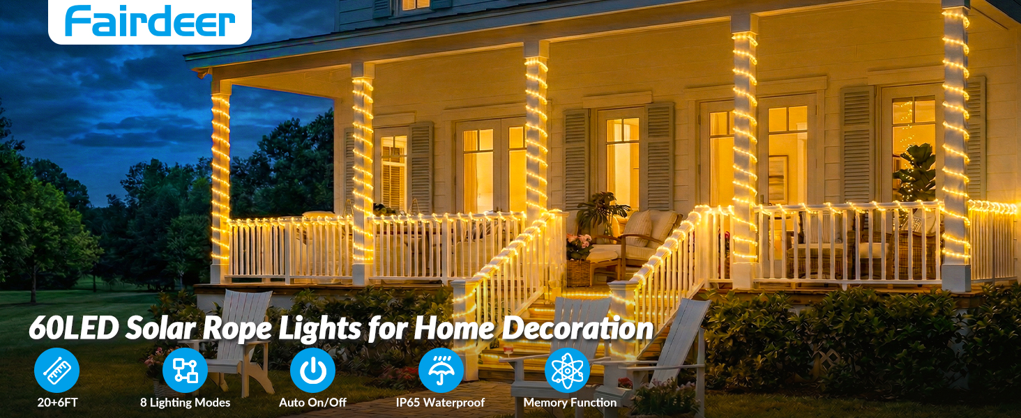 20ft solar rope light