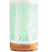 INRORANS 200ml Aromatherapy Diffuser White Metal Tree Ultrasonic Cool Mist Humidifier with Interm...