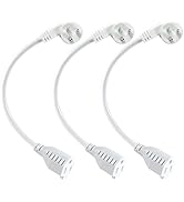 Short Power Extension Cord 1FT - Right Angle Flat Head Extension Cord with 3 Prong White Low Prof...